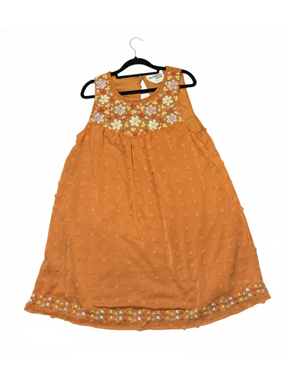 Savanna Jane Orange Floral Embroidered Dress Small